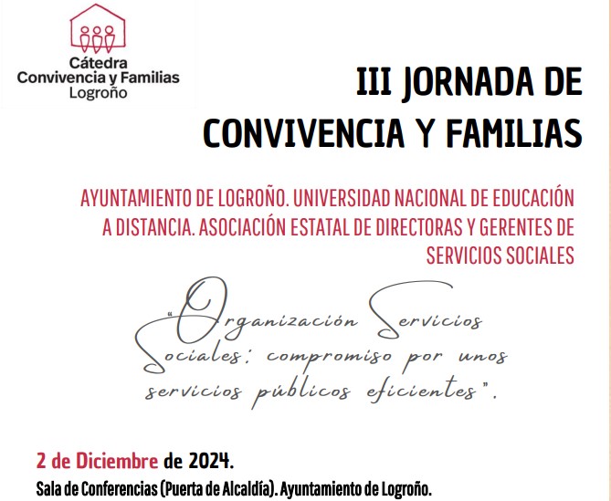 Imagen La III Jornada de Convivencia y Familias analizará el lunes 2 en el Ayuntamiento la organización de los servicios sociales y su compromiso por la eficiencia